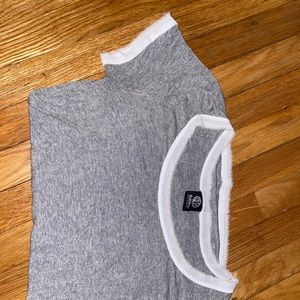 Thin grey and white T-shirt